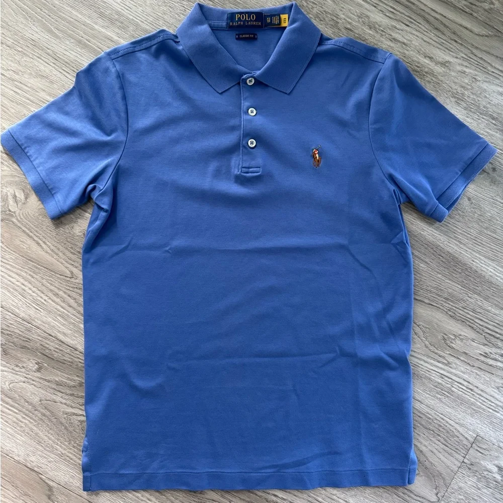 Polo Ralph Lauren Mens Logo Embroidered Polo Shirt Blue